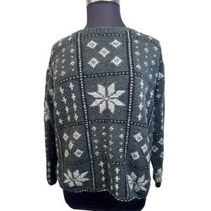 Fair Isle Sweater Snowflake Knit Pullover‎ Winter Holiday Gray Size Unknown